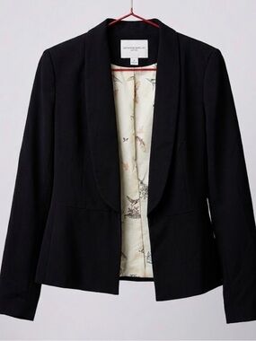 Katherine Barclay Black Open-Front Shawl Collar Blazer